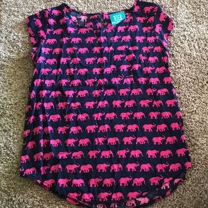 Escapada Navy Shirt with Pink Elephants